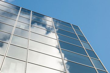 Office windows of modern glass building