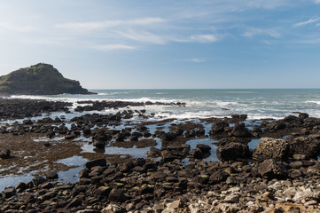 Hexagonal stone formation of Giants Causeawy in Northern Ireland