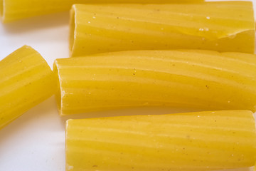heap of pasta on white background