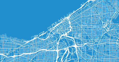 Urban vector city map of Cleveland, Ohio, United States of America