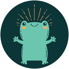 icon of tattoo style happy frog