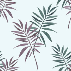 Fototapeta premium watercolor palm tree leaf seamless pattern