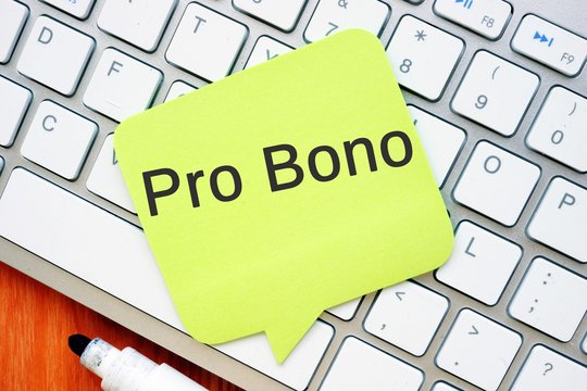 The image contains the inscription Pro Bono on a notebook sheet