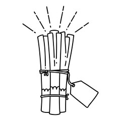 traditional black line work tattoo style bunch of leeks