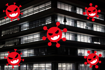 新型コロナウイルスが蔓延して都市が封鎖されたコンセプト。