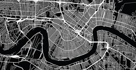 Urban vector city map of New Orleans, Louisiana, United States of America
