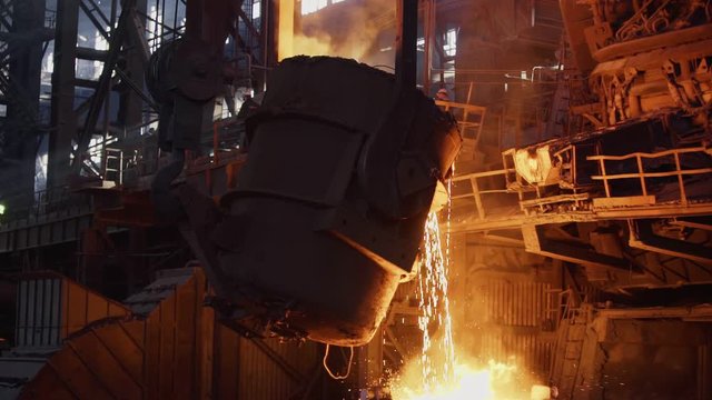 Liquid metal in the factory, foundry, smelting iron and processing. Blast Furnace Steel Production Steel Works.