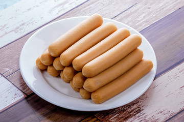 Pork sausage on plate