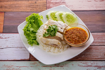 Rice streamed with chicken