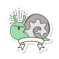 sticker of tattoo style happy snail