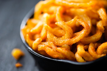 rustic golden crispy curly fries