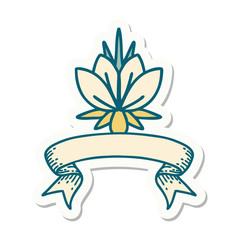 tattoo sticker with banner of a water lily