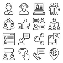 Customer and Business People Icons Set. Line Style Vector