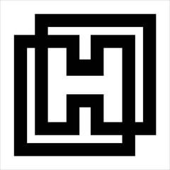 Letter H monogram minimal style. Square geometric shape linear initial emblem mockup. Typography design element.
