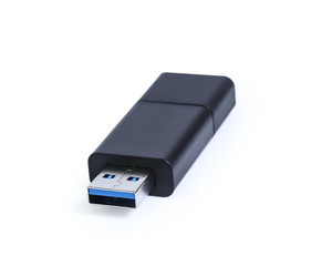 black usb flashdrive isolated on white background