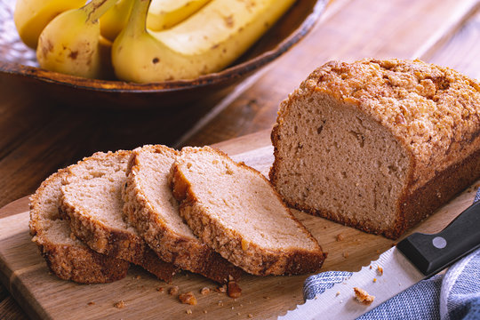 Sliced Banana Nut Loaf Cake