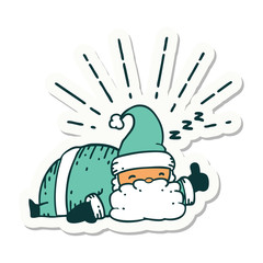 sticker of tattoo style santa claus christmas character sleeping