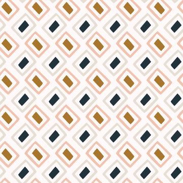 Seamless minimal mosaic pattern design. Neutral scandi color in fresh modern style. Hand drawn azulejos texture background. Doodle  line grid home decor swatch. Modern japan stationery allover print