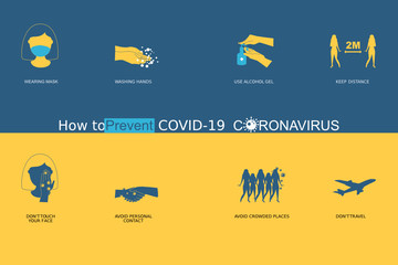Obraz na płótnie Canvas Coronavirus concept. How to prevent coronavirus, coven-19 Infographic with icon . vector illustration.