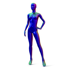 Female mannequin metallic iridescent color isolated on white background. Vector illustration.