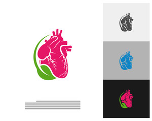 Heart Leaf logo vector template, Creative Human Heart logo design concepts