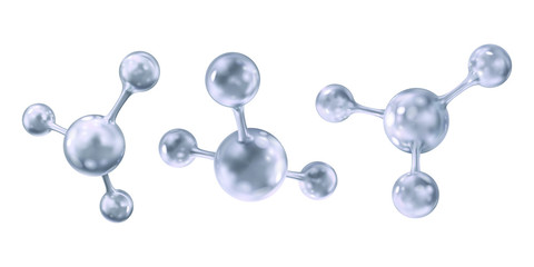 Set of silver molecules. Vector 3d illustration.