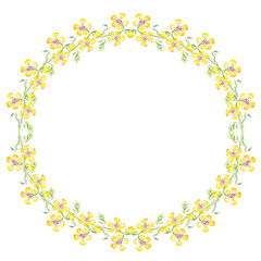pattern yellow flower frame round leaves