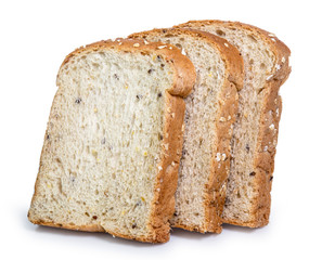 wholegrain bread isolated on white background
