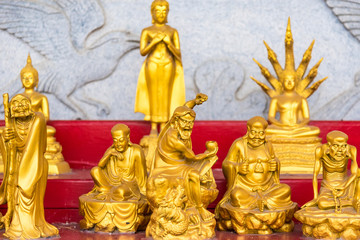 Golden Buddha Chinese style pattern at Wat Leng Nei Yee 2 Temple.Bangkok, Thailand