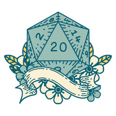 natural twenty D20 dice roll illustration