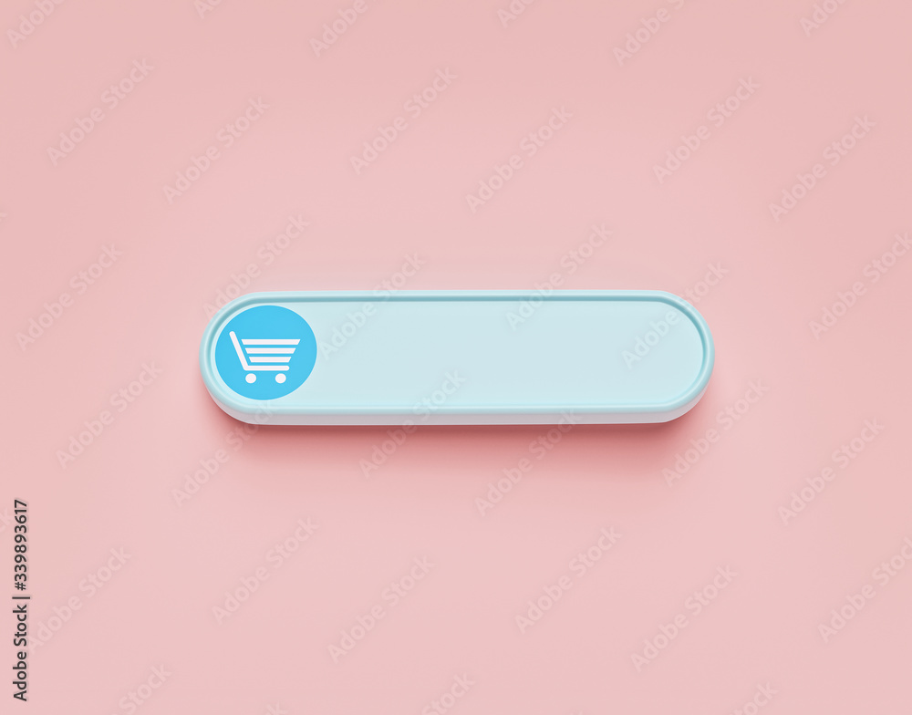 Aufkleber shopping cart icon. shop online button. space for text. minimal design. 3d rendering