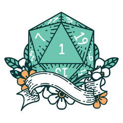 natural one d20 dice roll illustration