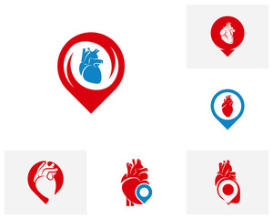 Set of Heart Point logo vector template, Creative Human Heart logo design concepts