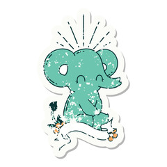 grunge sticker of tattoo style cute elephant