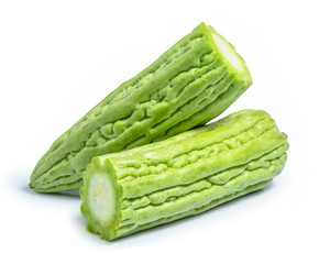 Bitter melon gourd vegetable isolated on white background