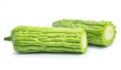 Bitter melon gourd vegetable isolated on white background