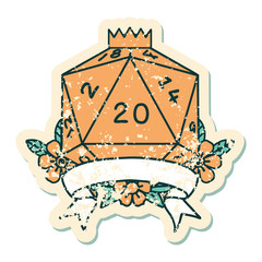 natural 20 critical hit D20 dice roll illustration