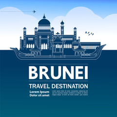 Brunei  travel destination grand vector illustration. 