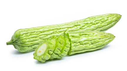 Bitter melon gourd vegetable isolated on white background