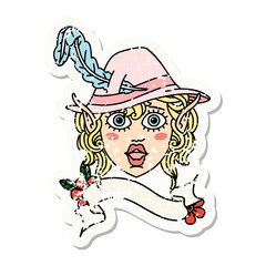 elf bard character face grunge sticker