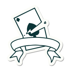 tattoo sticker with banner of a torn card