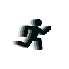 Running man black icon on white backdrop. Vector