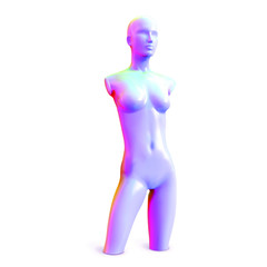 Body of female mannequin trendy iridescent neon color without hands and without legs. Vector illustration.