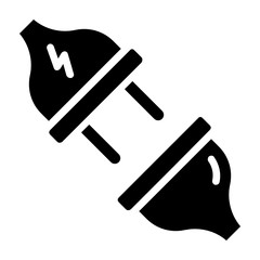 Polycarbonate 2 Pin Male and Female Plug concept, EU European 2 Pin AC Electric Power Male Plug Female Socket Outlet Adaptor on White background, Rewireable Extension Cord Connector Vector Glyph Icon