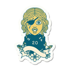 half orc rogue with natural twenty dice roll sticker