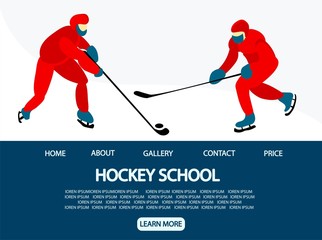 Ice hockey. Landing page for the site. Template for a sports organization. vector illustration.