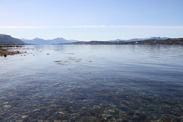  tromso tromsø  water travel tourism sea coast nature port blue landscape sky harbor architecture europe boatship mountain summer bay view city beautifull 