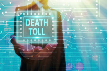 Conceptual hand writing showing Death Toll. Concept meaning the number of deaths resulting from a...