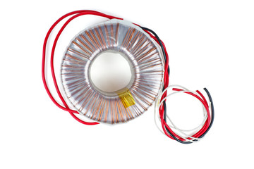 Toroidal Transformer isolated on white background