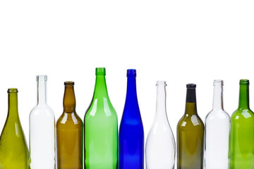 Empty different colored bottles